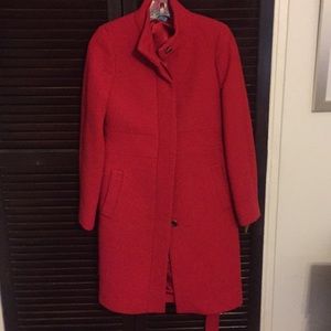 Jcrew red double cloth wool peacoat